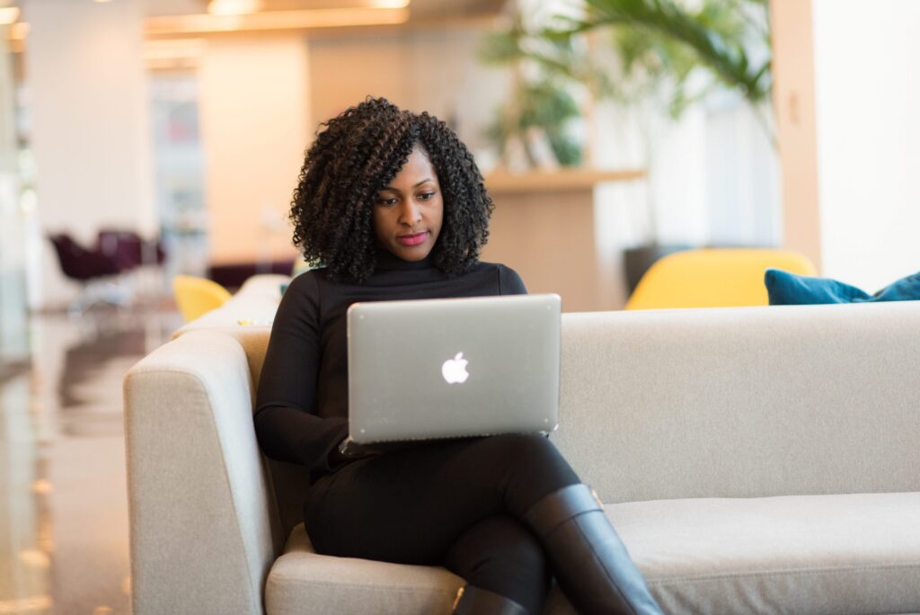 A woman editing videos and making money at home